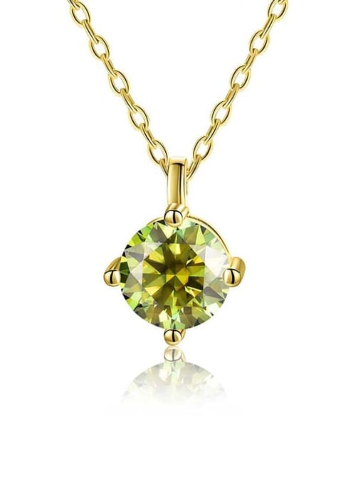 Olive green Mausang diamond [gold] 925 Sterling Silver Moissanite Geometric Dainty Necklace